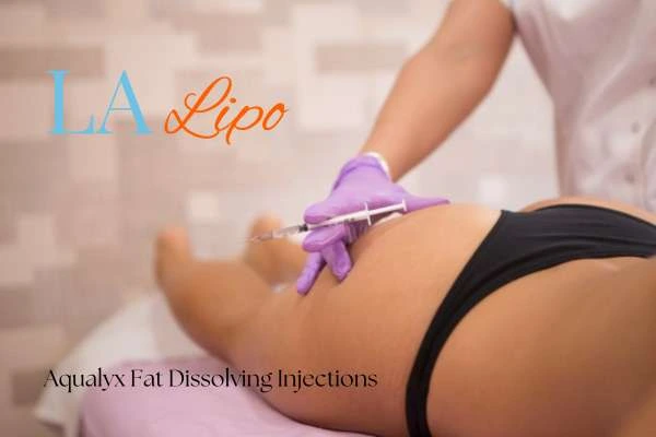 Woman having fat dissolving injections Greater Manchester on thighs