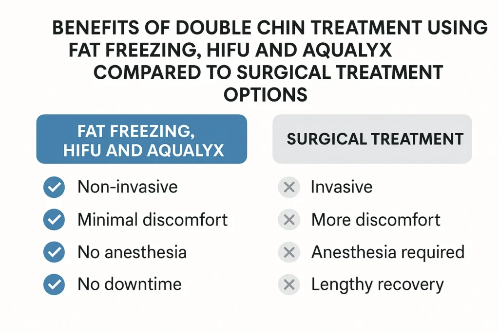 Graphic about the benefits of double chin treatment Greater Manchester - from LA LIPO