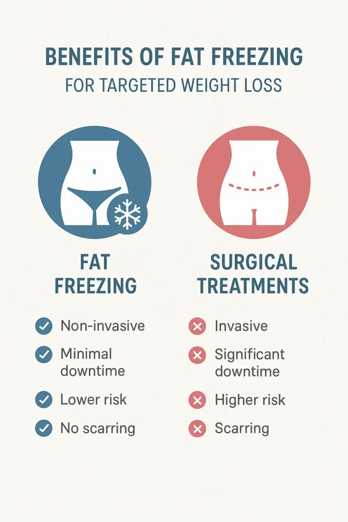 graphic showing the benefits of fat freezing Greater Manchester
