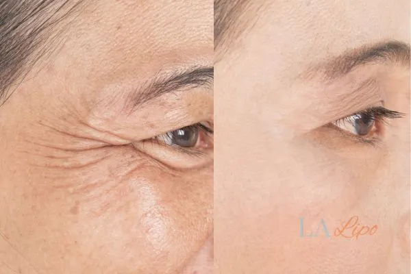 Before and after results of woman - HI-fu wrinkles reduction treatment Greater Manchester