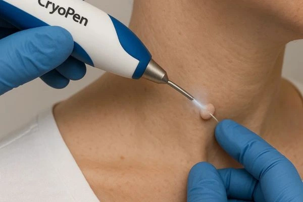 Person receiving Cryotherapy skin tag removal Greater Manchester