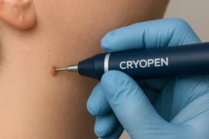Person receiving skin tag removal Greater Manchester